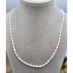 Rice White Mother of Pearl Shell Bead Necklace - 20"